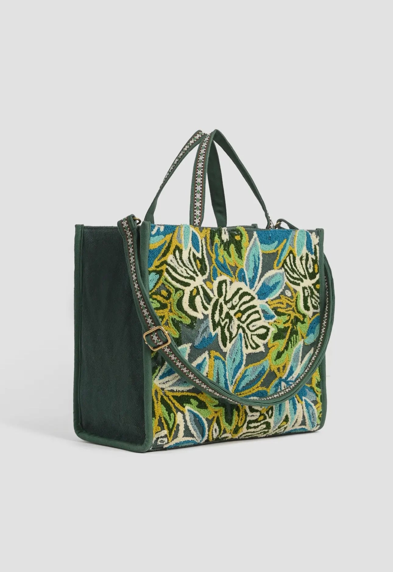 Evergreen Monstera Embellished Tote